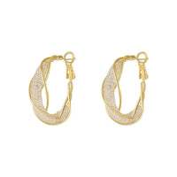 Shiny Mesh Rhinestone Twisted Hoop Earrings-ReesJewels-ReesJewels