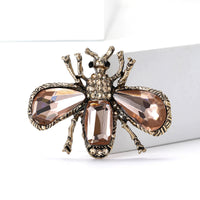 Shiny Rhinestone Crystal Insect Brooches-Rees Jewels-Champagne-ReesJewels