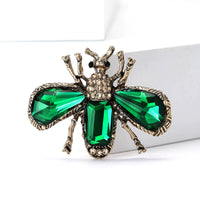 Shiny Rhinestone Crystal Insect Brooches-Rees Jewels-Green-ReesJewels