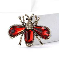 Shiny Rhinestone Crystal Insect Brooches-Rees Jewels-Red-ReesJewels