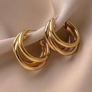 Simple Elegant C-Shaped Round Earrings-Rees Jewels-Gold-ReesJewels