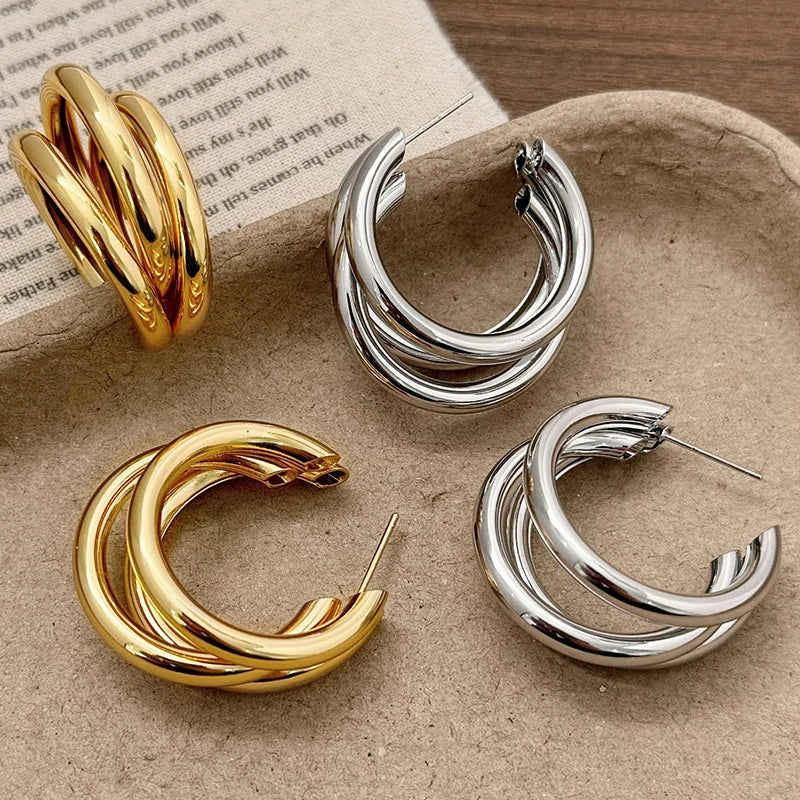 Simple Elegant C-Shaped Round Earrings
