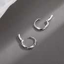 Simple Inlaid Sterling Silver Round Earrings-Rees Jewels-ReesJewels