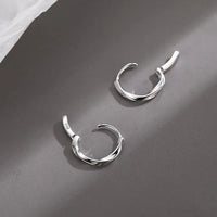 Simple Inlaid Sterling Silver Round Earrings-Rees Jewels-ReesJewels