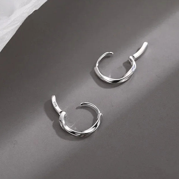Simple Inlaid Sterling Silver Round Earrings-Rees Jewels-ReesJewels