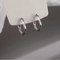 Simple Inlaid Sterling Silver Round Earrings-Rees Jewels-ReesJewels
