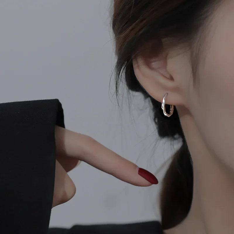 Simple Inlaid Sterling Silver Round Earrings-Rees Jewels-ReesJewels