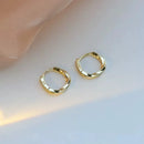 Simple Inlaid Sterling Silver Round Earrings-Rees Jewels-Gold-ReesJewels