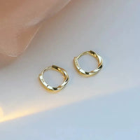 Simple Inlaid Sterling Silver Round Earrings-Rees Jewels-Gold-ReesJewels