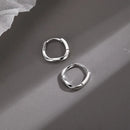 Simple Inlaid Sterling Silver Round Earrings-Rees Jewels-Silver-ReesJewels