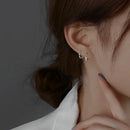 Simple Inlaid Sterling Silver Round Earrings-Rees Jewels-ReesJewels