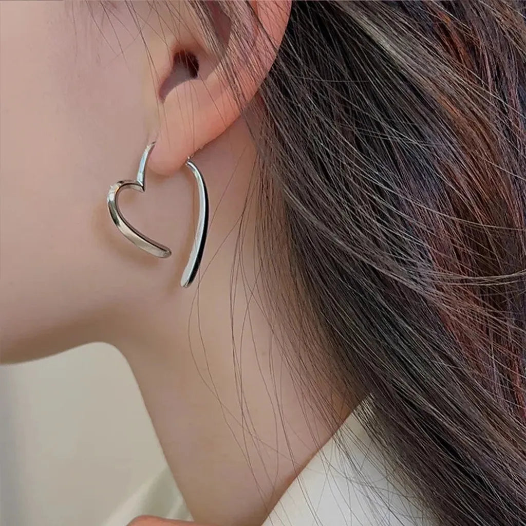 Simple Love Heart Dangle Drop Earrings