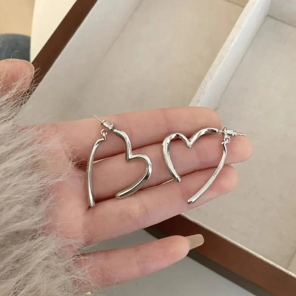 Simple Love Heart Dangle Drop Earrings-ReesJewels-ReesJewels