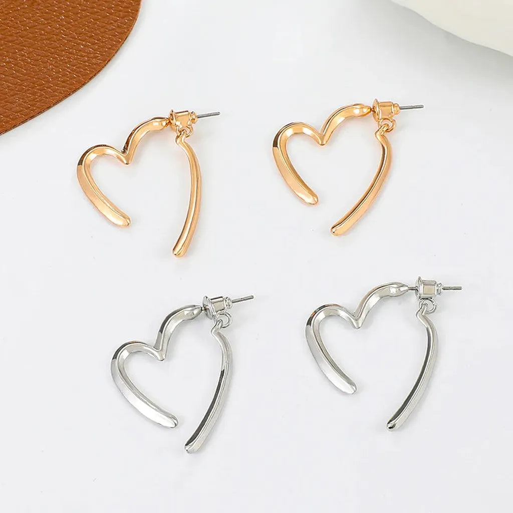 Simple Love Heart Dangle Drop Earrings-ReesJewels-ReesJewels