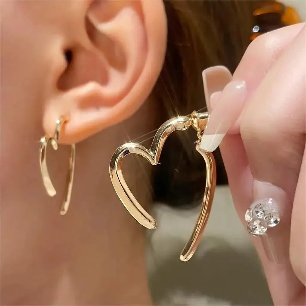 Simple Love Heart Dangle Drop Earrings