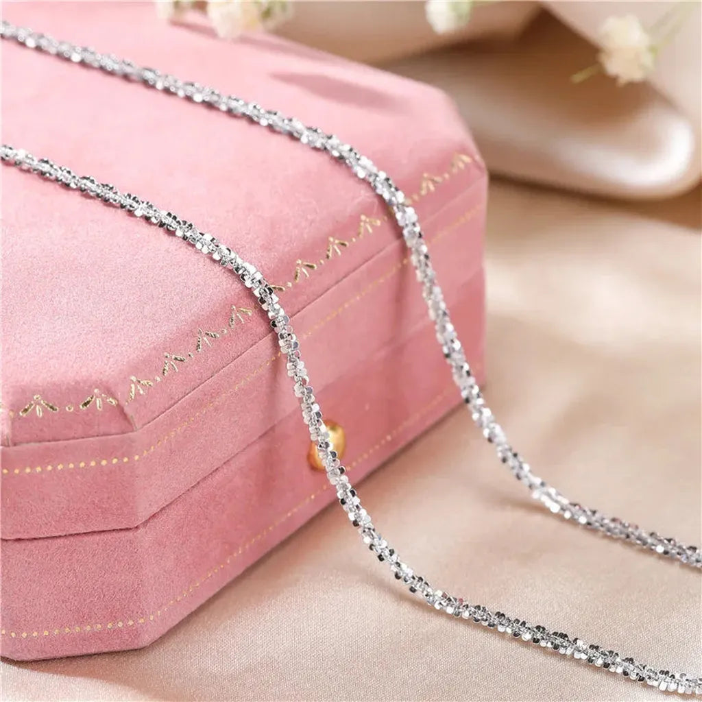 Simple Shiny Sterling Silver Collarbone Chain