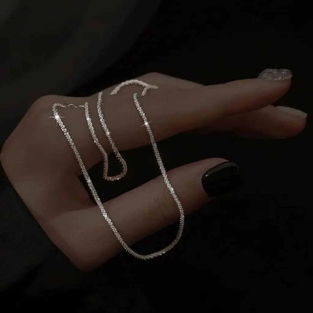 Simple Shiny Sterling Silver Collarbone Chain-ReesJewels-ReesJewels