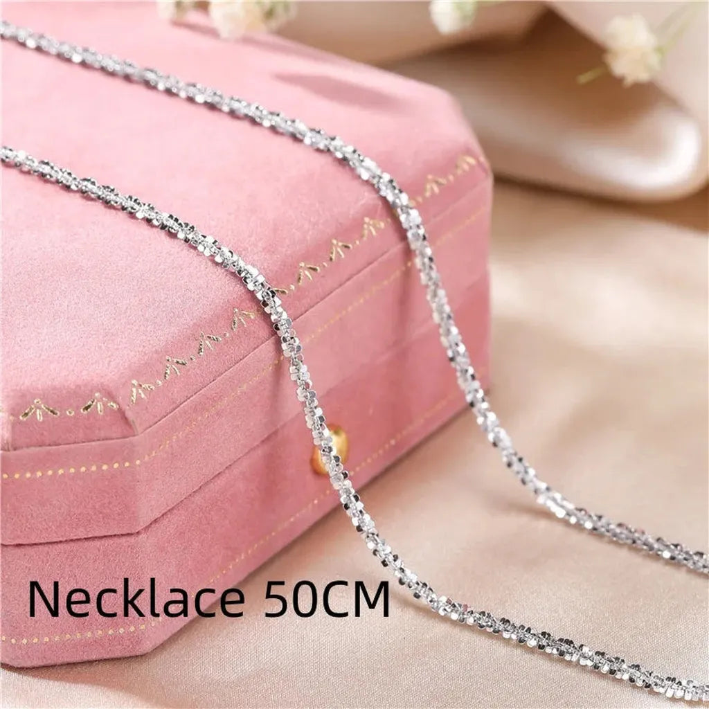 Simple Shiny Sterling Silver Collarbone Chain-ReesJewels-Silver-50 cm-ReesJewels