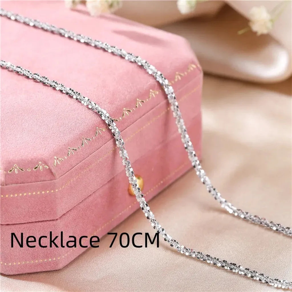 Simple Shiny Sterling Silver Collarbone Chain-ReesJewels-Silver-70 cm-ReesJewels