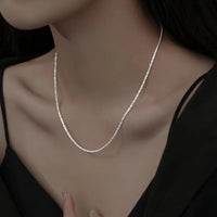 Simple Shiny Sterling Silver Collarbone Chain-ReesJewels-ReesJewels