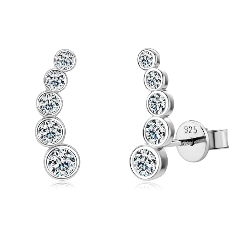 Single Row Round Bezel Moissanite Diamond Earring