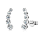 Single Row Round Bezel Moissanite Diamond Earring-Rees Jewels-White Gold-ReesJewels