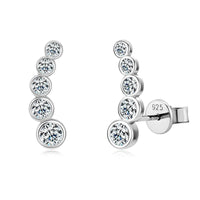 Single Row Round Bezel Moissanite Diamond Earring-Rees Jewels-White Gold-ReesJewels