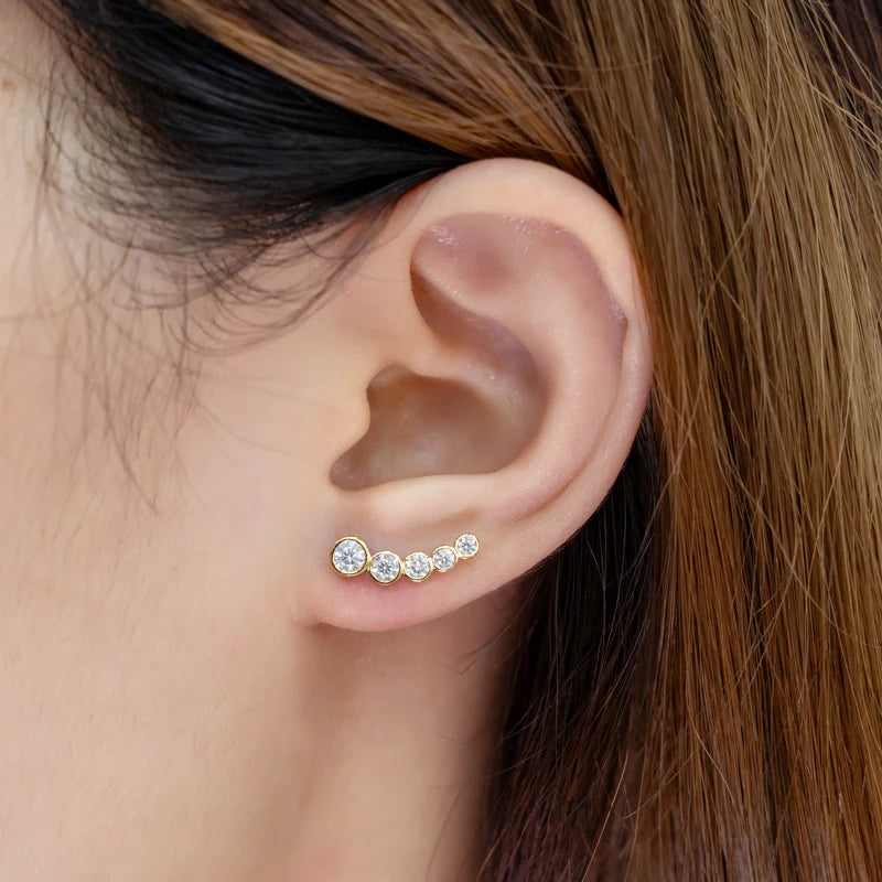 Single Row Round Bezel Moissanite Diamond Earring