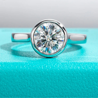 Sleek Moissanite Diamond Bezel Ring-Rees Jewels-1ct-5-Silver-ReesJewels