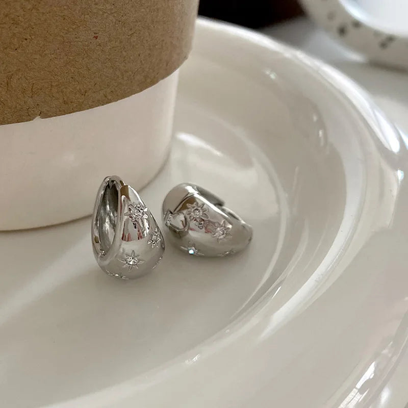 Smooth Chunky Small Hoop Earrings-Rees Jewels-Style 2-ReesJewels