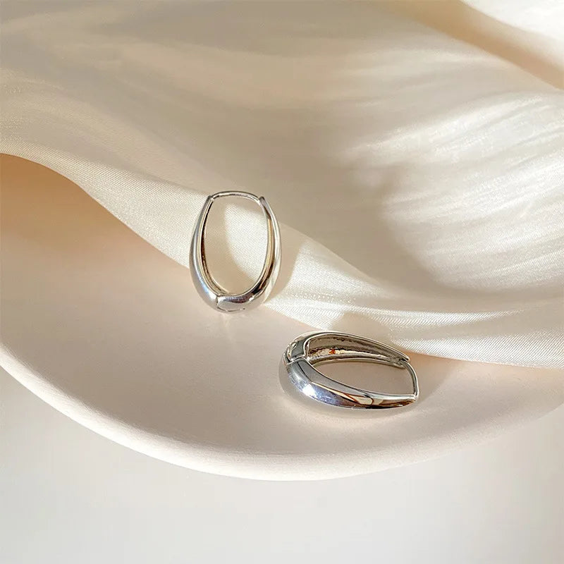Smooth Chunky Small Hoop Earrings-Rees Jewels-Style 4-ReesJewels