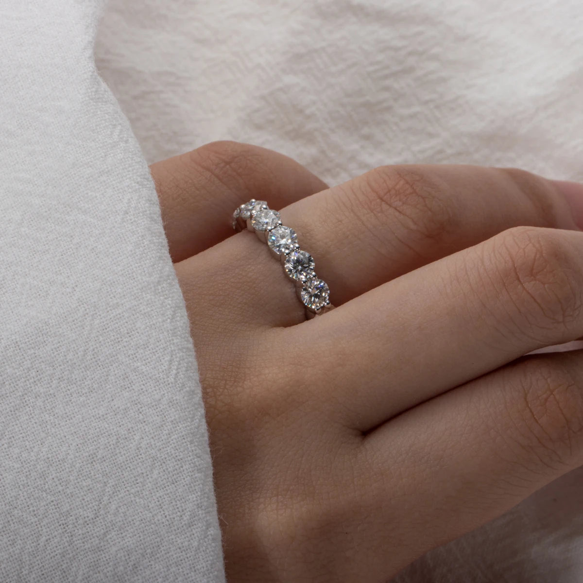 Sophisticated Moissanite Diamond Eternity Band Ring-Rees Jewels-ReesJewels