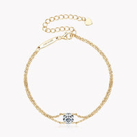 Sparkling Moissanite Diamond Double Chain Bracelet-Rees Jewels-ReesJewels