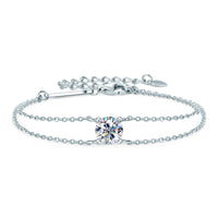 Sparkling Moissanite Diamond Double Chain Bracelet-Rees Jewels-White Gold-16.5cm - 21.5cm-ReesJewels