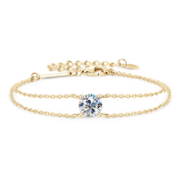 Sparkling Moissanite Diamond Double Chain Bracelet-Rees Jewels-Yellow Gold-16.5cm - 21.5cm-ReesJewels