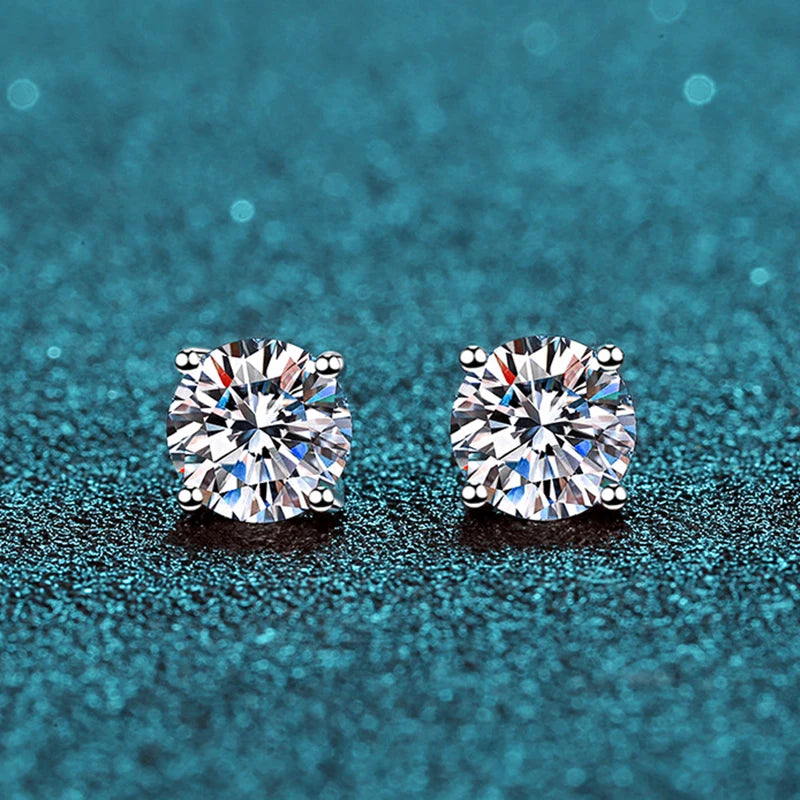 Sparkling Moissanite Diamond Solitaire Studs
