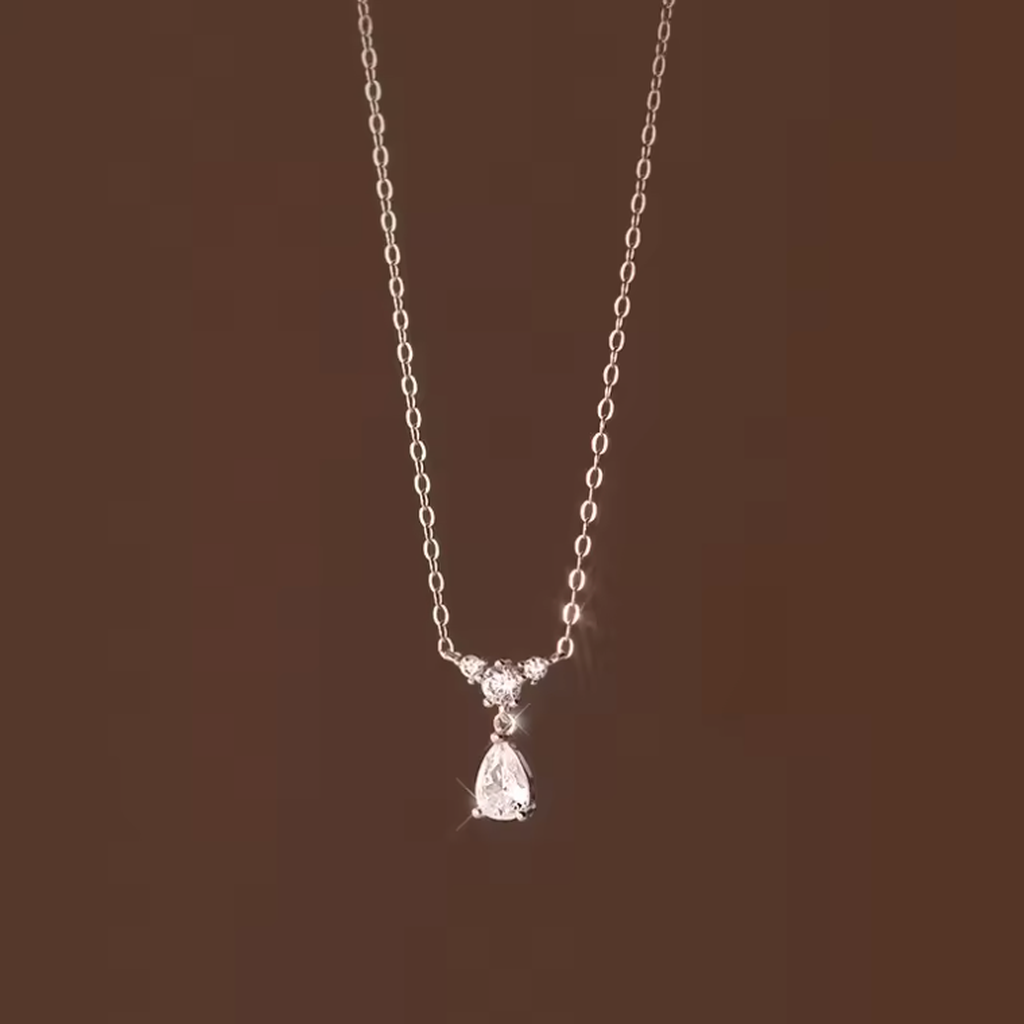 Sparkling Zirconia Teardrop Pendant Choker Necklace-ReesJewels-ReesJewels