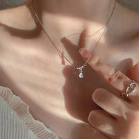 Sparkling Zirconia Teardrop Pendant Choker Necklace-ReesJewels-ReesJewels