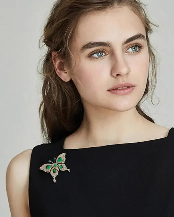 Sparkly Elegant Crystal Butterfly Pin Brooches-Rees Jewels-ReesJewels