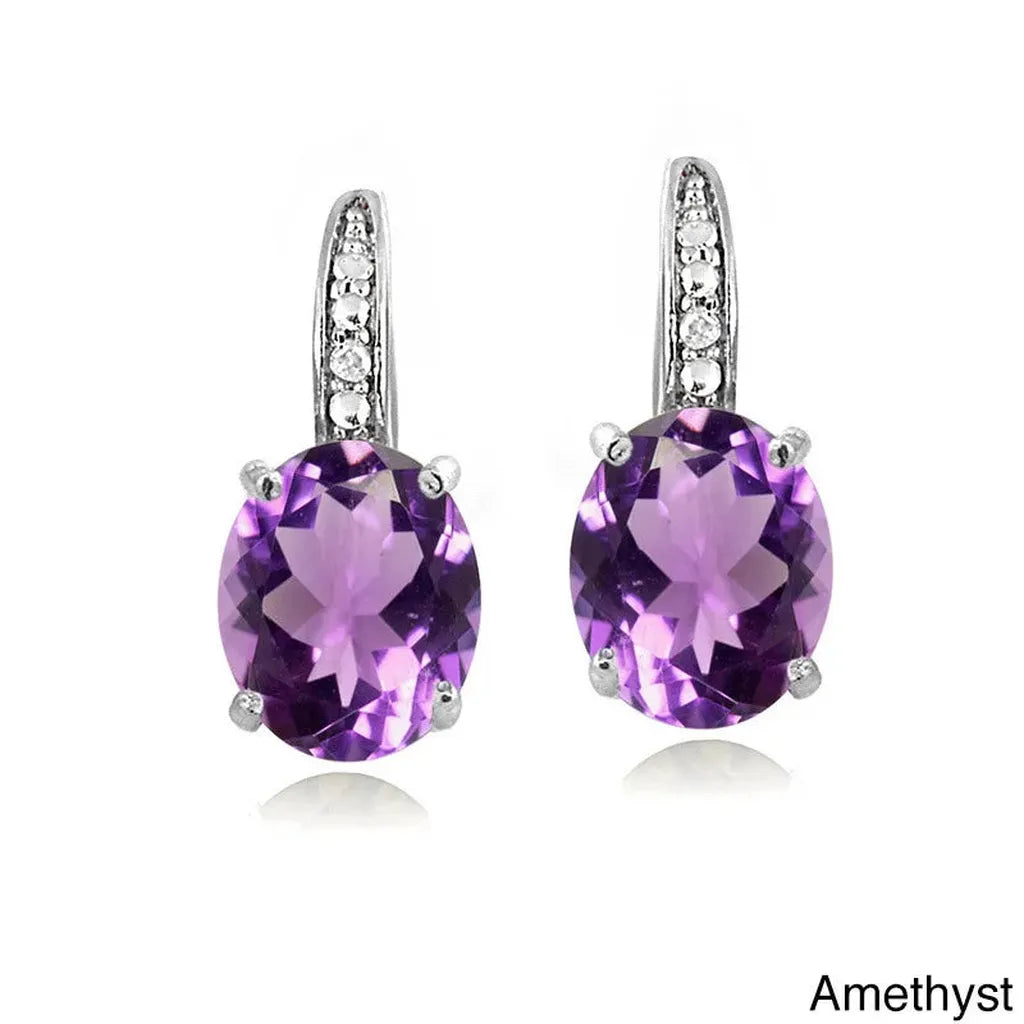 Sterling Silver Colorful Gemstone Hoop Earrings