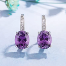 Sterling Silver Colorful Gemstone Hoop Earrings-My Store-ReesJewels