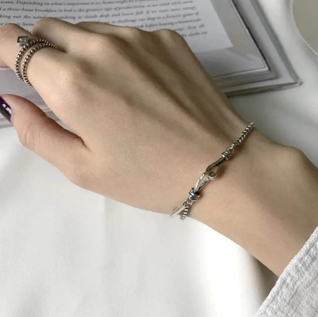 Sterling Silver Elegant Geometric Charm Bracelet