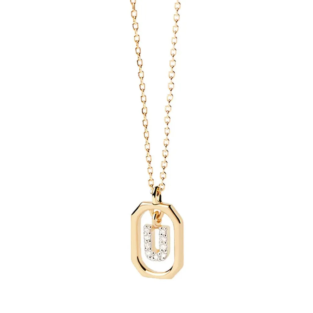 Sterling Silver Personalised Initial Collarbone Chain-My Store-Gold-U-ReesJewels
