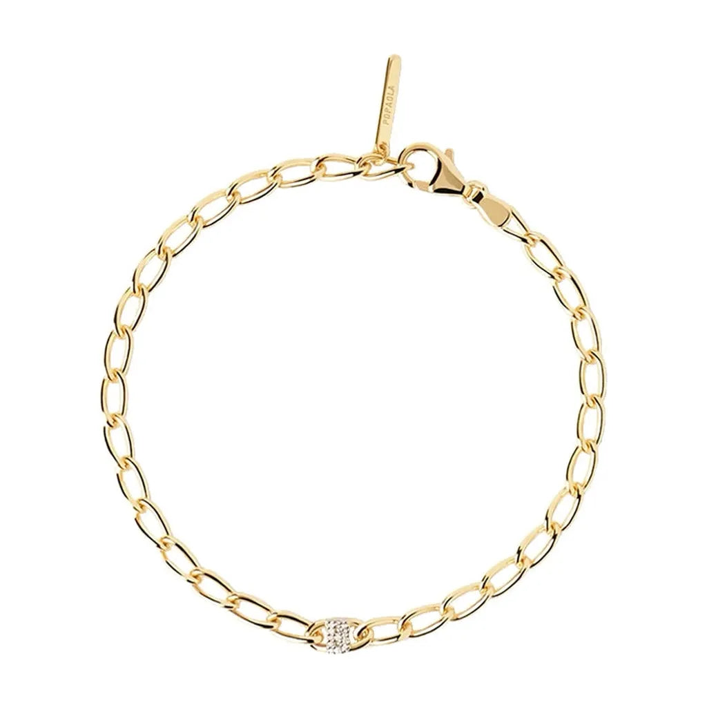 Sterling Silver Personalised Simple Initial Bracelet-My Store-Gold-B-ReesJewels