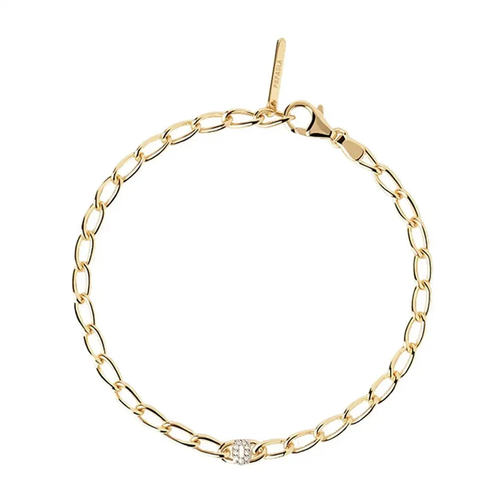 Sterling Silver Personalised Simple Initial Bracelet-My Store-Gold-O-ReesJewels