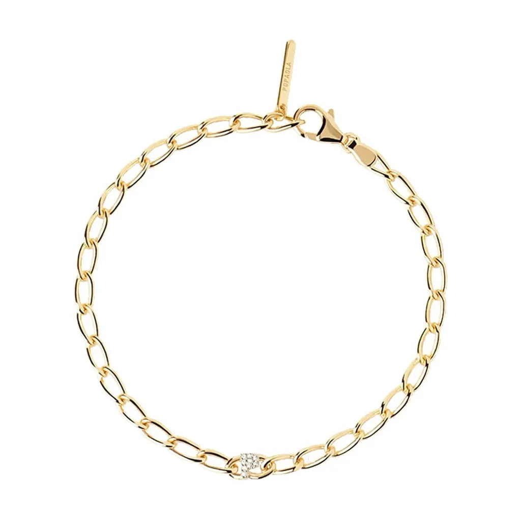 Sterling Silver Personalised Simple Initial Bracelet-My Store-Gold-P-ReesJewels