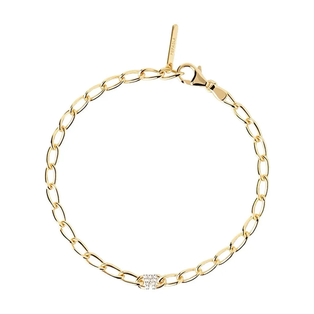 Sterling Silver Personalised Simple Initial Bracelet-My Store-Gold-W-ReesJewels