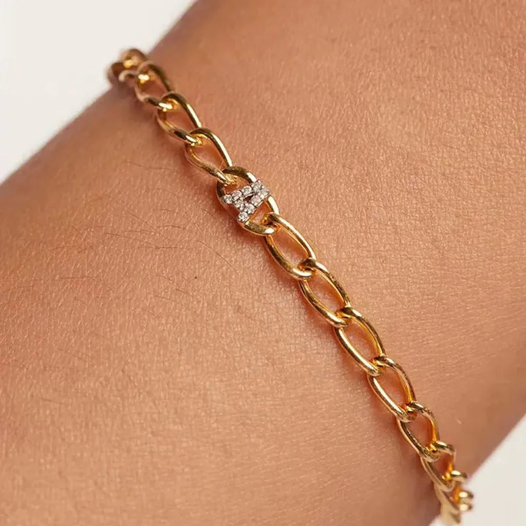 Sterling Silver Personalised Simple Initial Bracelet