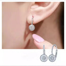 Sterling Silver Round Crystal Hoop Earrings-ReesJewels-ReesJewels