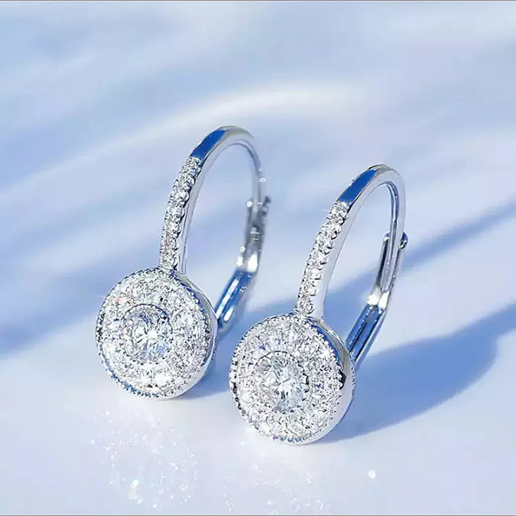 Sterling Silver Round Crystal Hoop Earrings